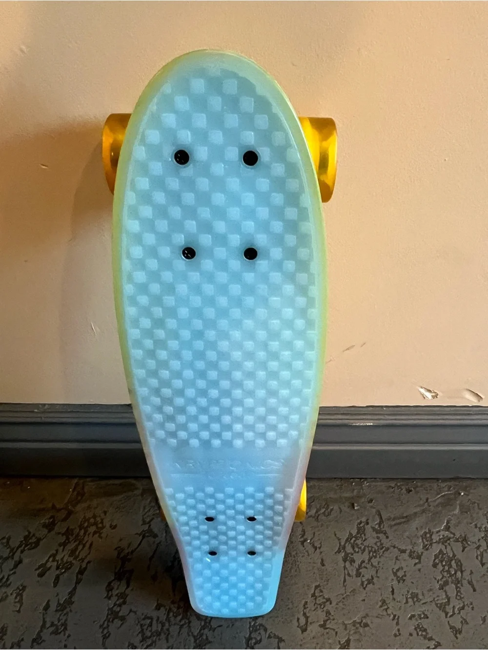 Bright Yellow & Orange Kids Cruiser Skateboard with Transparent Wheels